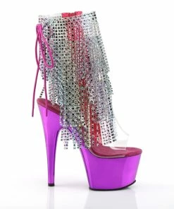 Pleaser Shoes By Pleaser USA ADORE-1017RSF Pleaser Shoes Multicolor Fringe Platform Stripper Booties Booties And Ankle High Boots