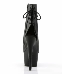 Pleaser Shoes By Pleaser USA ADORE-1018 Pleaser Shoes Black Vegan Platform Ankle Pole Dancing Boot