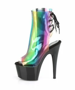 Pleaser Shoes By Pleaser USA ADORE-1018C-RB Pleaser Shoes Unique Platform Stripper Boot Booties And Ankle High Boots