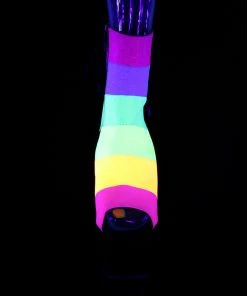 Pleaser Shoes By Pleaser USA Booties And Ankle High Boots ADORE-1018RBG Pleaser Shoes Neon Rainbow Glow Stripper Boots