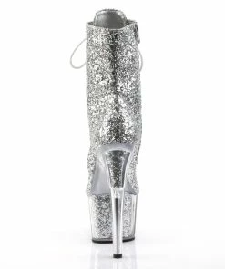 Pleaser Shoes By Pleaser USA Booties And Ankle High Boots ADORE-1020G Pleaser Shoes Silver Glitter Stripper Boots