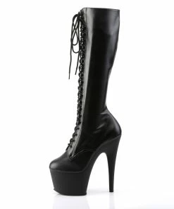 Pleaser Shoes By Pleaser USA ADORE-2023 Pleaser Shoes Black Vegan Knee High Stripper Boot Knee High And Mid Calf Boots