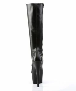 Pleaser Shoes By Pleaser USA ADORE-2023 Pleaser Shoes Black Vegan Knee High Stripper Boot Knee High And Mid Calf Boots