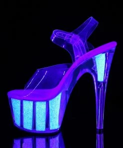 Pleaser Shoes By Pleaser USA ADORE-708UVG Pleaser Shoes Glow Under Blacklight Platform Stripper Shoe 7 Inch Heels