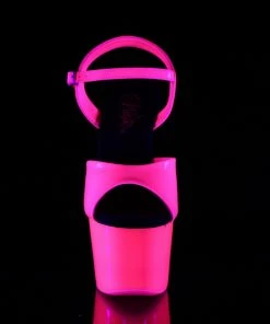 Pleaser Shoes By Pleaser USA ADORE-709UV Pleaser Shoes Neon Pink Blacklight Reactive Stripper Shoe 7 Inch Heels