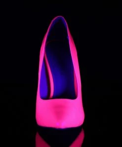 Pleaser Shoes By Pleaser USA AMUSE-20 Pleaser Shoes Neon PIink Blacklight Reactive Pumps Halloween Costume Footwear