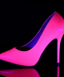 Pleaser Shoes By Pleaser USA AMUSE-20 Pleaser Shoes Neon PIink Blacklight Reactive Pumps Halloween Costume Footwear