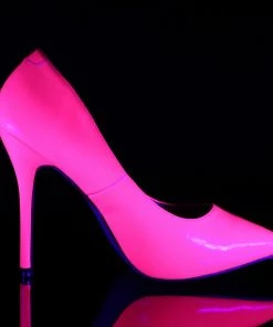 Pleaser Shoes By Pleaser USA AMUSE-20 Pleaser Shoes Neon PIink Blacklight Reactive Pumps Halloween Costume Footwear