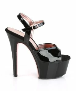 Pleaser Shoes By Pleaser USA ASPIRE-609TT Pleaser Shoes Black Patent Comfort Pole Dancing Shoes 6 Inch Heels