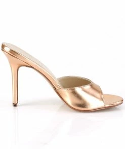 Pleaser Shoes By Pleaser USA CLASSIQUE-01 Pleaser Shoes Rose Gold Slide Sandals By Pleaser Shoes Evening And Prom Shoes