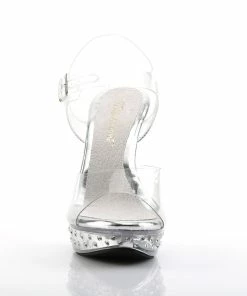 Fabulicious Shoes By Pleaser USA COCKTAIL-508SDT Clear Rhinestone Evening Shoes By Fabulicious Shoes