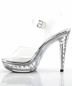 Fabulicious Shoes By Pleaser USA COCKTAIL-508SDT Clear Rhinestone Evening Shoes By Fabulicious Shoes