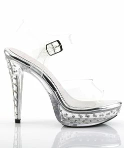 Fabulicious Shoes By Pleaser USA COCKTAIL-508SDT Clear Rhinestone Evening Shoes By Fabulicious Shoes