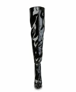 Pleaser Shoes By Pleaser USA Thigh High Boots COURTLY-3012 Pleaser Shoes Black Patent Sexy Thigh High Boot