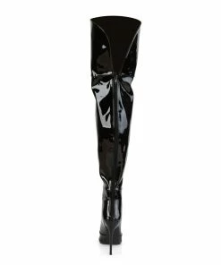 Pleaser Shoes By Pleaser USA Thigh High Boots COURTLY-3012 Pleaser Shoes Black Patent Sexy Thigh High Boot