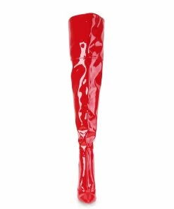 Pleaser Shoes By Pleaser USA COURTLY-3012 Pleaser Shoes Red Patent Thigh High Sexy Boot