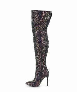 Pleaser Shoes By Pleaser USA Thigh High Boots COURTLY-3015 Pleaser Shoes Glittery Thigh High Sexy Boot