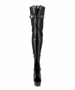 Pleaser Shoes By Pleaser USA DELIGHT-3025ML Pleaser Shoes Black Lace Thigh High Stripper Boot Thigh High Boots