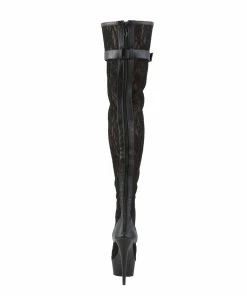 Pleaser Shoes By Pleaser USA DELIGHT-3025ML Pleaser Shoes Black Lace Thigh High Stripper Boot Thigh High Boots