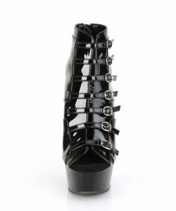 Pleaser Shoes By Pleaser USA DELIGHT-600-11 Black Patent Platform Open Toe Ankle Bootie