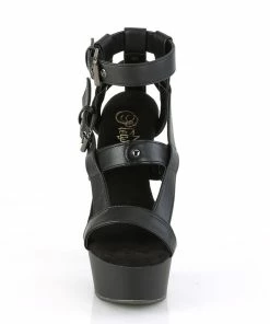 Pleaser Shoes By Pleaser USA DELIGHT-637 Black Faux Leather Platform Stripper Boot 6 Inch Heels