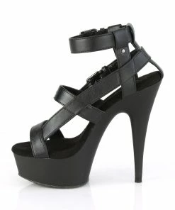 Pleaser Shoes By Pleaser USA DELIGHT-637 Black Faux Leather Platform Stripper Boot 6 Inch Heels