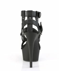 Pleaser Shoes By Pleaser USA DELIGHT-637 Black Faux Leather Platform Stripper Boot 6 Inch Heels