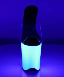 Pleaser Shoes By Pleaser USA FLAMINGO-801UV Pleaser Shoes Neon White Blacklight Reactive Stripper Shoes 8 Inch Heels