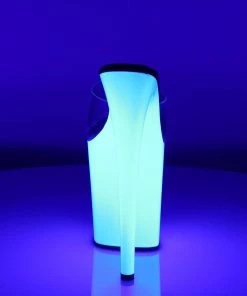 Pleaser Shoes By Pleaser USA FLAMINGO-801UV Pleaser Shoes Neon White Blacklight Reactive Stripper Shoes 8 Inch Heels