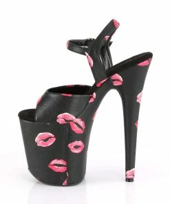 Pleaser Shoes By Pleaser USA FLAMINGO-809KISSES Pleaser Shoes Lip Print Sexy Stripper Sandal 8 Inch Heels