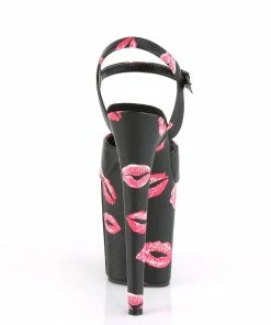 Pleaser Shoes By Pleaser USA FLAMINGO-809KISSES Pleaser Shoes Lip Print Sexy Stripper Sandal 8 Inch Heels
