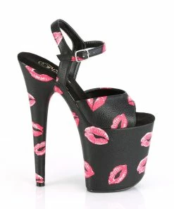 Pleaser Shoes By Pleaser USA FLAMINGO-809KISSES Pleaser Shoes Lip Print Sexy Stripper Sandal 8 Inch Heels
