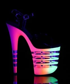 Pleaser Shoes By Pleaser USA FLAMINGO-809UVLN Pleaser Shoes Clearane UV Reactive Exotic Dancer Shoes