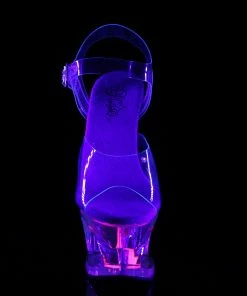 Pleaser Shoes By Pleaser USA MOON-708CAT Pleaser Shoes Clearance Blacklight Reactive Cat Stripper Shoe 7 Inch Heels