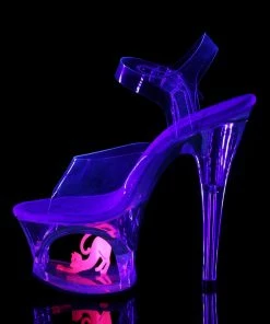 Pleaser Shoes By Pleaser USA MOON-708CAT Pleaser Shoes Clearance Blacklight Reactive Cat Stripper Shoe 7 Inch Heels