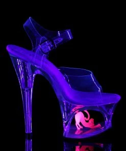 Pleaser Shoes By Pleaser USA MOON-708CAT Pleaser Shoes Clearance Blacklight Reactive Cat Stripper Shoe 7 Inch Heels
