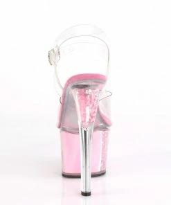 Pleaser Shoes By Pleaser USA SKY-308OF Pleaser Shoes Pink 7 Inch Stripper Shoes 7 Inch Heels