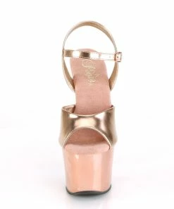 Pleaser Shoes By Pleaser USA SKY-309TTG Metallic Rose Gold Pole Dancing Sandals 7 Inch Heels