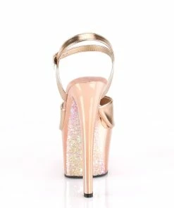 Pleaser Shoes By Pleaser USA SKY-309TTG Metallic Rose Gold Pole Dancing Sandals 7 Inch Heels