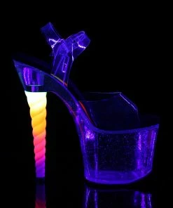 Pleaser Shoes By Pleaser USA UNICORN-708MG Pleaser Shoes Blacklight Reactive Unicorn Horn Heel Stripper Shoe