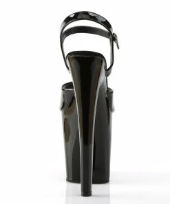 Pleaser Shoes By Pleaser USA Xtreme-809 Pleaser Shoes Black Patent Exotic Dancer Shoes 8 Inch Heels