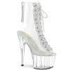 Pleaser Shoes By Pleaser USA ADORE-1016C-2 Pleaser Shoes Clear Peep Toe 7 Inch Pole Dancing Boot Booties And Ankle High Boots