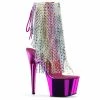 Pleaser Shoes By Pleaser USA ADORE-1017RSF Pleaser Shoes Multicolor Fringe Platform Stripper Booties Booties And Ankle High Boots