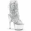 Pleaser Shoes By Pleaser USA ADORE-1017SQF Pleaser Shoes Silver Sequin Platform Pole Dancing Boot