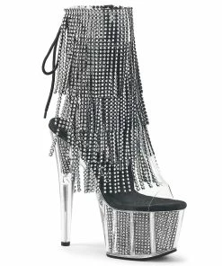 Pleaser Shoes By Pleaser USA Booties And Ankle High Boots ADORE-1017SRS Pleaser Shoes Sexy Platform Rhinestone Fringe Stripper Shoe