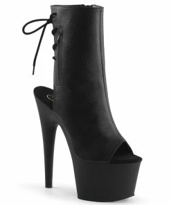 Pleaser Shoes By Pleaser USA ADORE-1018 Pleaser Shoes Black Vegan Platform Ankle Pole Dancing Boot