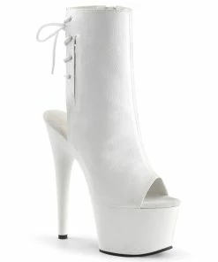Pleaser Shoes By Pleaser USA ADORE-1018 Pleaser Shoes White Vegan Ankle High Exotic Dancer Boots