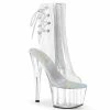 Pleaser Shoes By Pleaser USA ADORE-1018C Pleaser Shoes Clear Open Toe Ankle High Stripper Boots Booties And Ankle High Boots