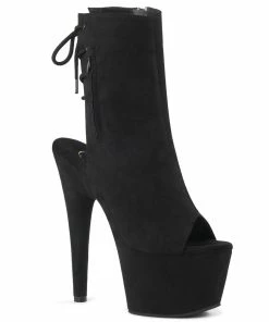 Pleaser Shoes By Pleaser USA ADORE-1018FS Pleaser Shoes Black Faux Suede Ankle High Stripper Boot