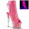 Pleaser Shoes By Pleaser USA Booties And Ankle High Boots ADORE-1018G Pleaser Shoes Neon Pink Platform Pole Dancing Boot